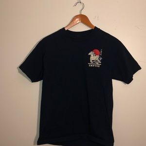 EMPRYE navy horse Japanese lettering t-shirt
